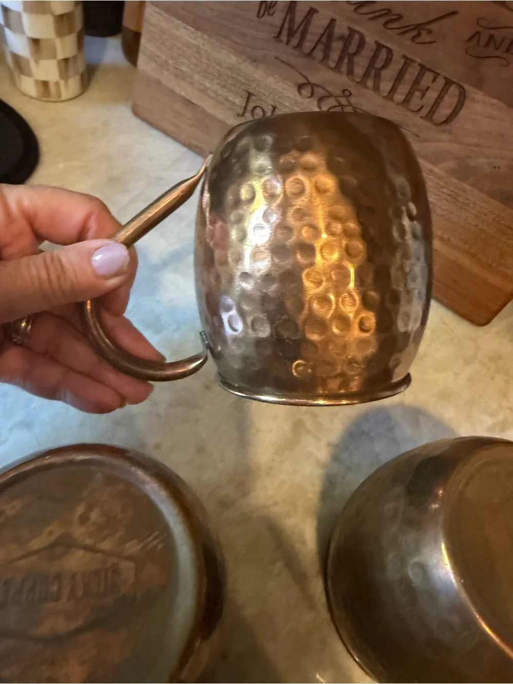 Hammered solid Copper mule mugs x4